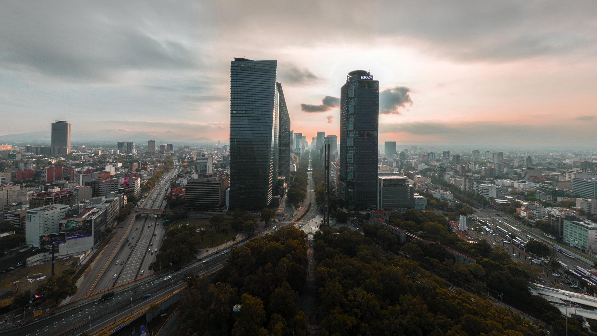 Paseo de la Reforma, fotografía aérea de CDMX